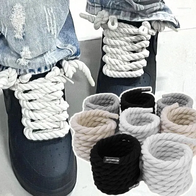 Części butów 1PAIR 120-160 cm okrągłe sznurowiny bawełniane tkanie skręconej liny Bold koronki dla kobiet mężczyzn trampki płócienne koronkowe sznurki