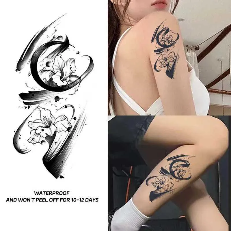 Tattoo Transfer Temporary tattoo stickers waterproof ink flower elements fake tattoos for men and women arm calf simulated tattoo color 240427