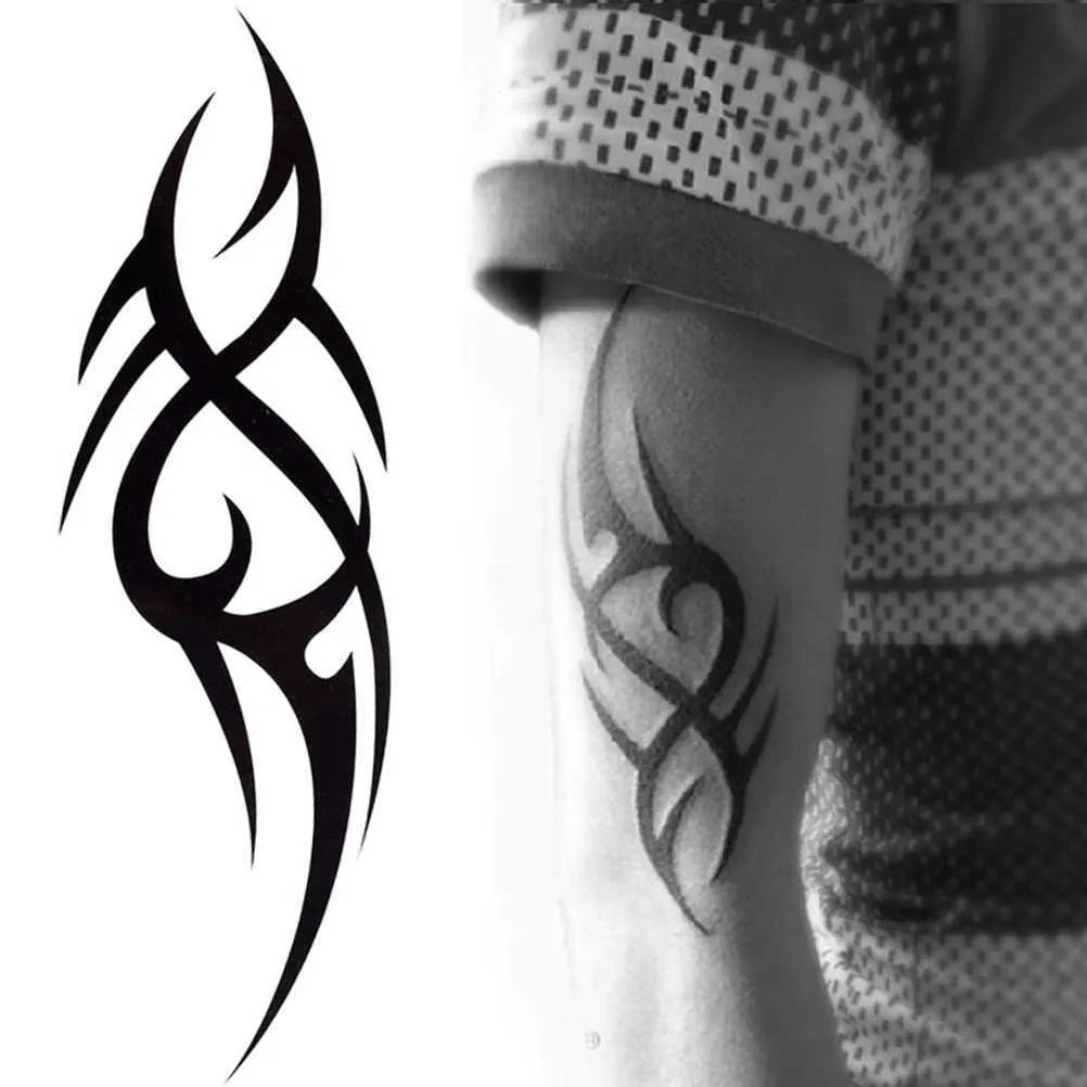 Tattoo Transfer 1 PCs Mode Elegante Körperkunst coole 3D -Männer Halbhülle Tattoo Arm Temporäres Totem Tattoo Aufkleber 240426