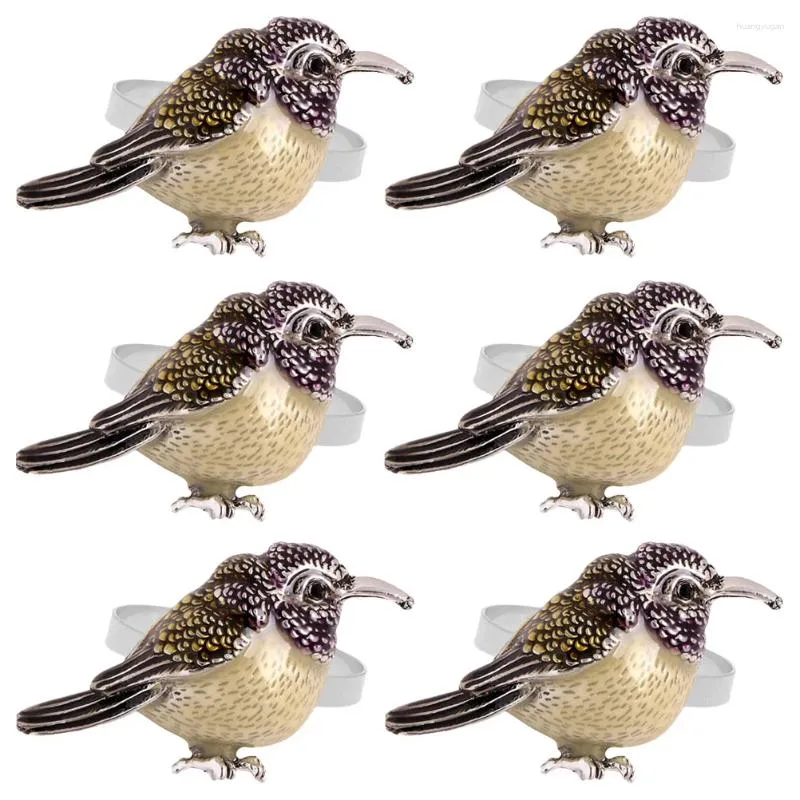 Table Cloth 6 Pcs Vintage Decor Napkin Ring Bird Rings Decors Holders Birds Alloy Clip Banquet