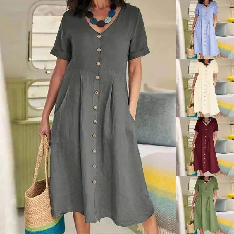 Casual Dresses For Women 2024 Plus Size Womens Fashion Button Up Shirt Dress Cotton Summer Vestidos Elegantes Feminino