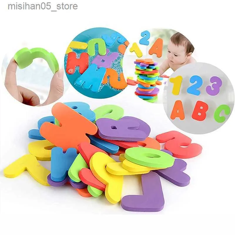 Sable Player Water Fun Alphanumeric Lettre de salle de bain jouet Soft Eva Childrens Eardifhood Education Learning Foam Diy Sticker Puzzle Bubble Q240426