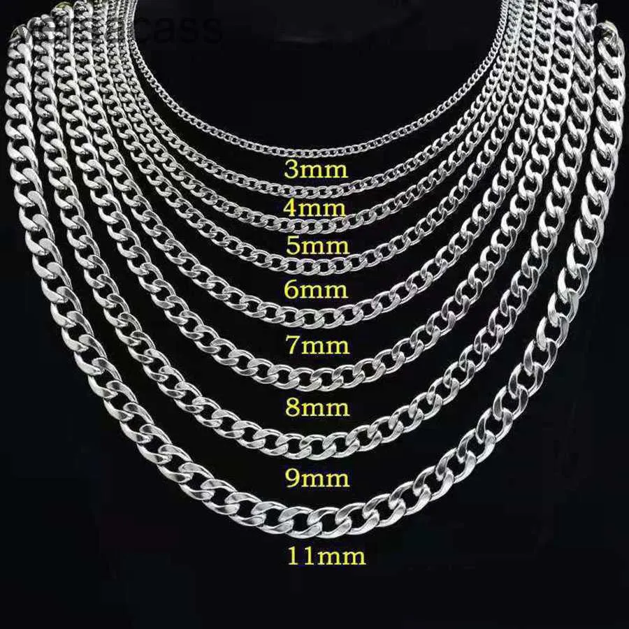 Rostfritt stål kubansk kedjehalsband för män kvinnor hip hop silver tjocka halsband trottoarklänk trend smycken 3mm 5mm 7mm 9mm 9EFA