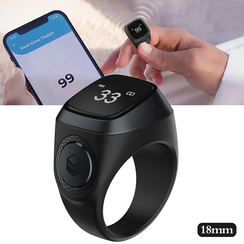 Smart Tasbih Tally Counter Ring For Muslims Zikr Digital Tasbeeh 5 Prayer Time Reminder Bluetooth High-end Smart Wearable Rings 240422