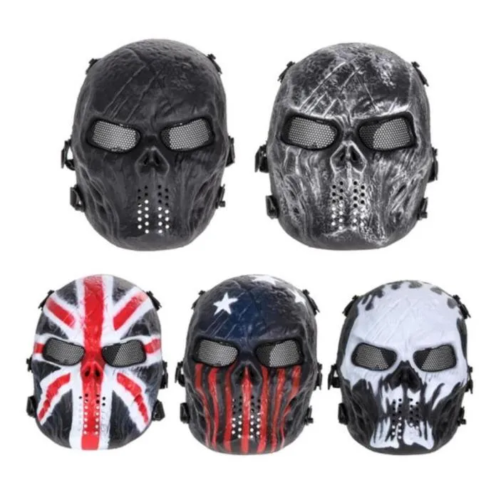 Skull Airsoft Party Mask Paintball Full Face Mask Army Games Mesh Eye Shield Mask for Halloween Cosplay Party Decor238J3634776