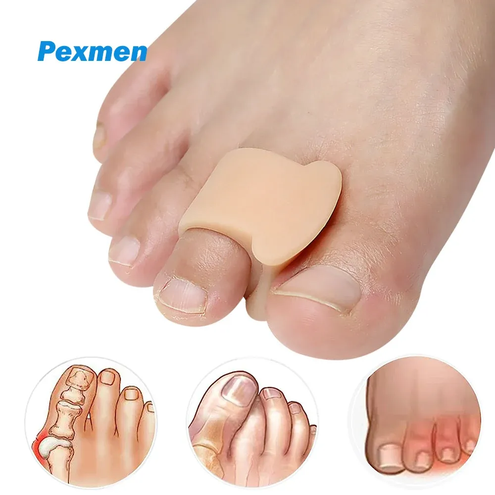 Behandling Pexmen 2st Gel Toe Separators Toe Spacers Hammer Toe Strainter Rätt tår och Bunion Relief Soft Silicone Toe Corrector