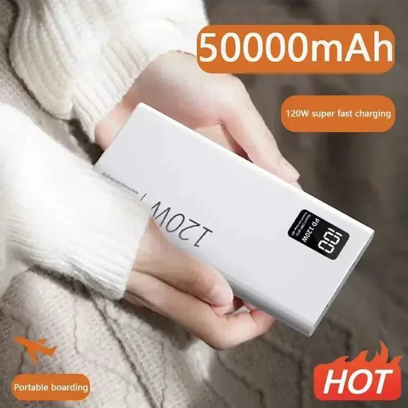 725A Banques électriques de téléphone portable 120W High-Capacité 50000mAh Pack d'alimentation de charge rapide Chargeur de batterie portable adapté à l'iPhone Samsung Huawei 240424