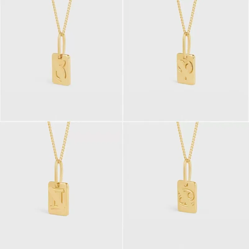 Nuovo stilista di stilista Celi Trendy Cipcant Necklace 18K Gold placcato adatto a donne europee e americane Zodiac Plate Plate Square Collana Gift Gioielli