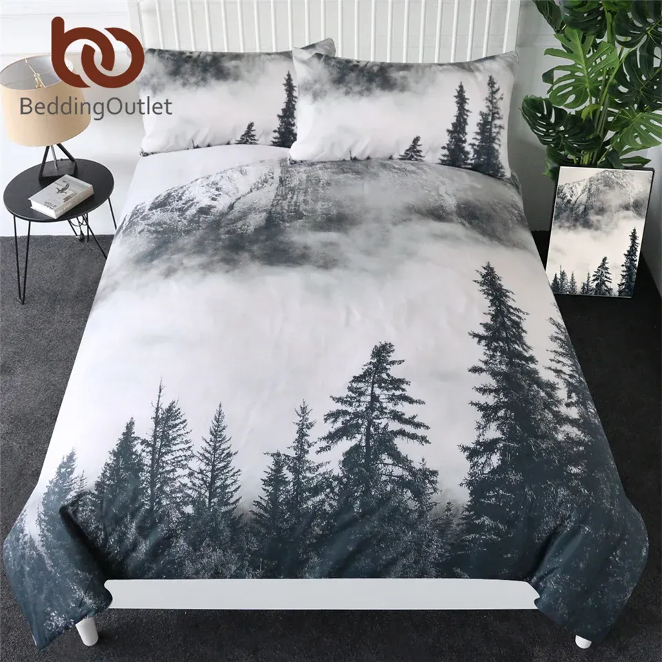 set di biancheria da letto foresta set cover copripiumino conifere copripiumini mountain poppe cognella naturale beauty beauty letto di lusso set 3 pari