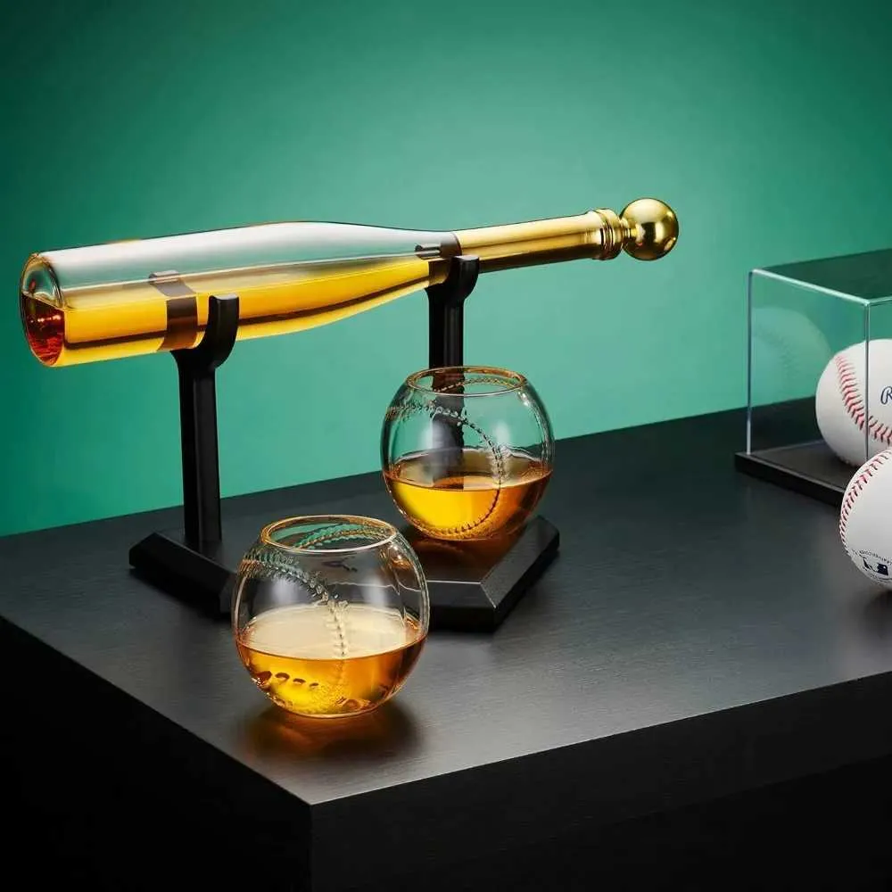 Bar Tools Whisky Gifts Clear Wine Glasses Cups Baseball Bat Whisky Decanter en Baskey Whisky Glasses Gift Set Glass Bar Kitchen 240426