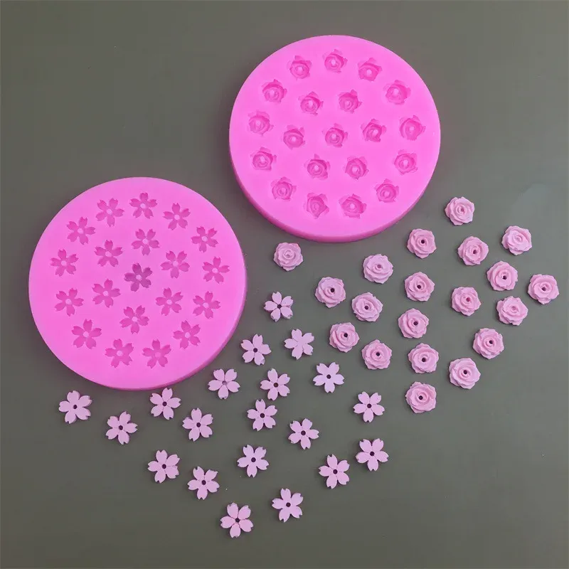 Vormen mini 20 holes kersen bloesem siliconen mal rozenbloemvormige chocoladegal fondant dessert bloemcake decoratief bakgereedschap