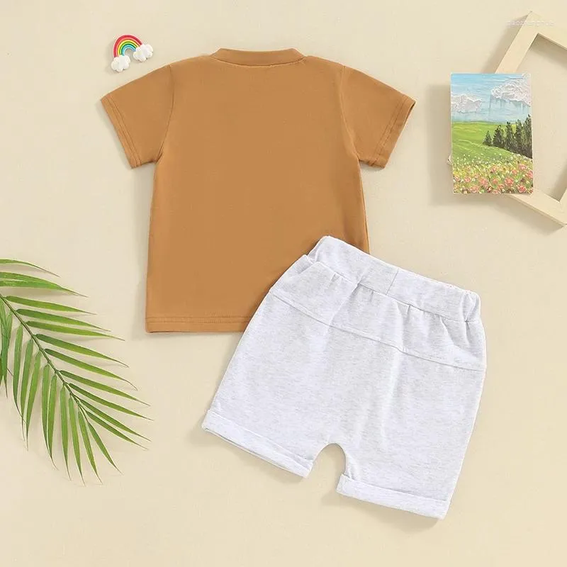 Vêtements Enfant Baby Boy Boy Tenue de Pâques Toddler Toddler Summer Summer Lettres à manches courtes T-shirt Impression avec short 2 Piece