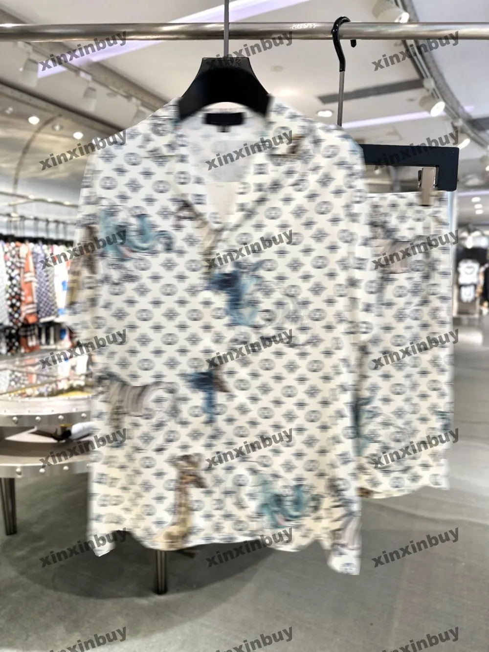 Xinxinbuy Men Designer Tee Tシャツ2024イタリア動物園ジャイリンパターンジャックヤングシルクセット長いスリーブコットン女性グレーブラック白いM-3xl