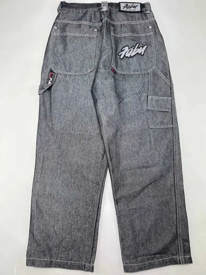 FUBU Mens Retro Hip Hop Jeans Loose Fit Black Wide Leg Street Trousers From  Qiaomaidou03, $23.59 | DHgate.Com, image size:794x1059