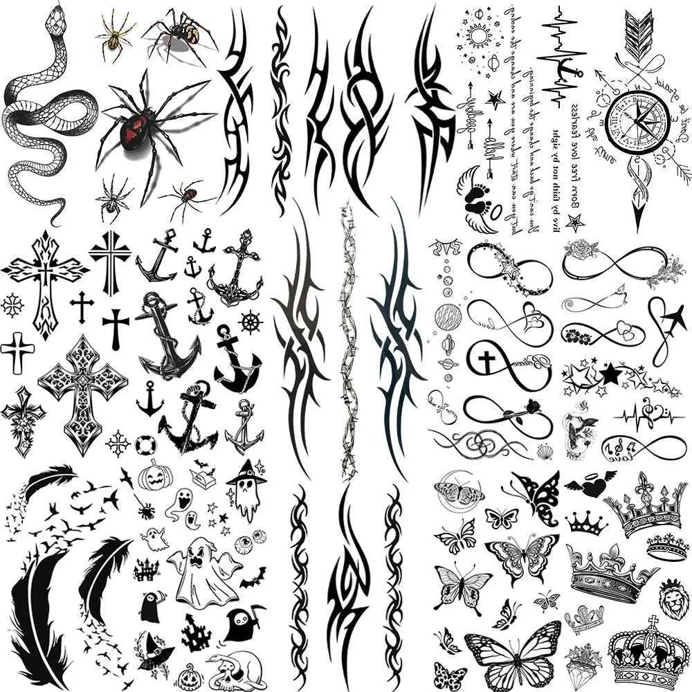 Tatouage Transfert Sexe Tatouage temporaire Tatoo pour l'homme Femme Autrophes imperméables Maquillage Maquiagem Maquillage Bat Lace Tattoo AQ-062 240426