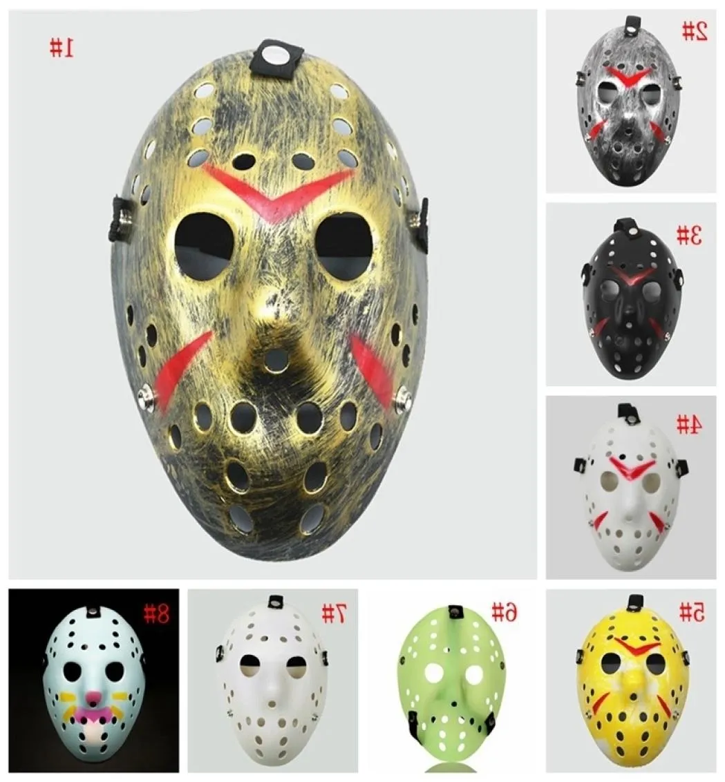 Maskeradmasker Jason Voorhees mask fredag ​​den 13: e skräckfilm Hockey Mask Scary Halloween Costume Cosplay Plastic Party Masks1607415