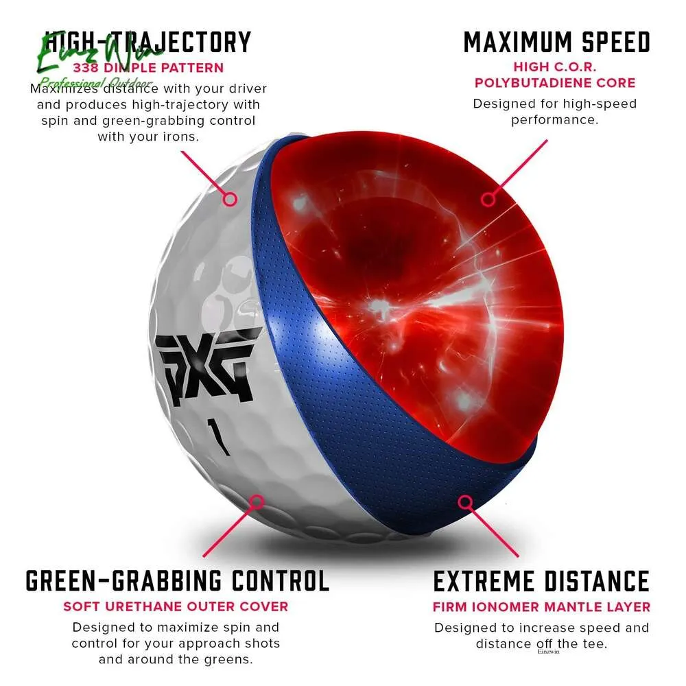 PXG Xtreme Golf Balls Ultimate Performance Golf Balls for Distance and Control 12 Pack Luxury Golf Balls 142