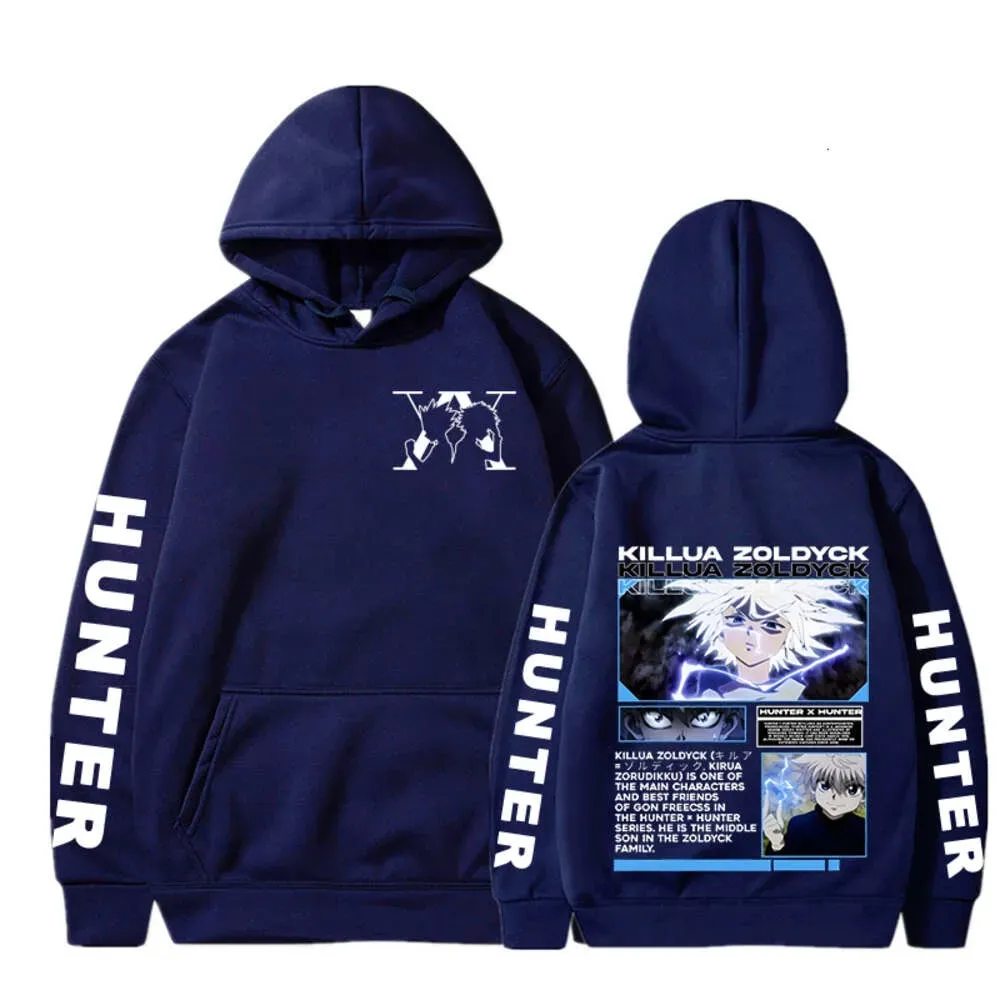 Designer originale maschile anime Hunter con cappuccio stampato FOOT KILLUA Zoldyck Spaccata Farna autunnale e Pullover invernale unisex Streetwear casual sciolto