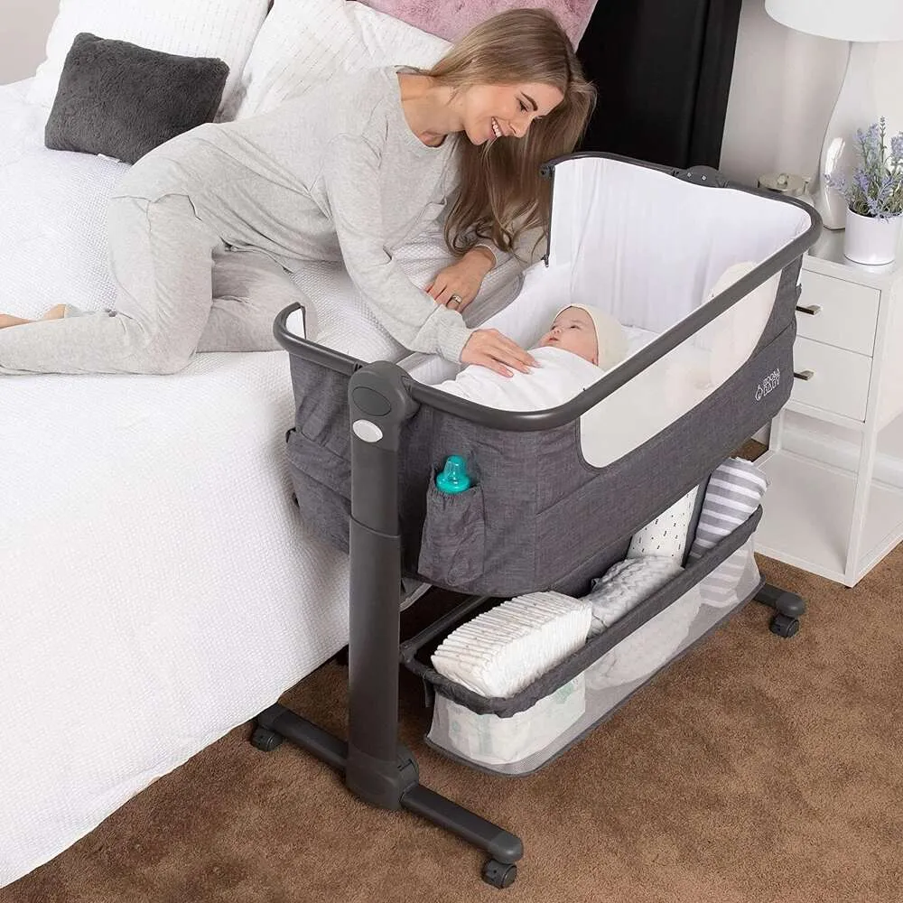 Baby Bassinet -Nachtschläfer mit Aufbewahrungskorb und bequemer Matratze - tragbares Kinderbett für Neugeborene, einfaches Faltungsdesign, enthält Reisetasche