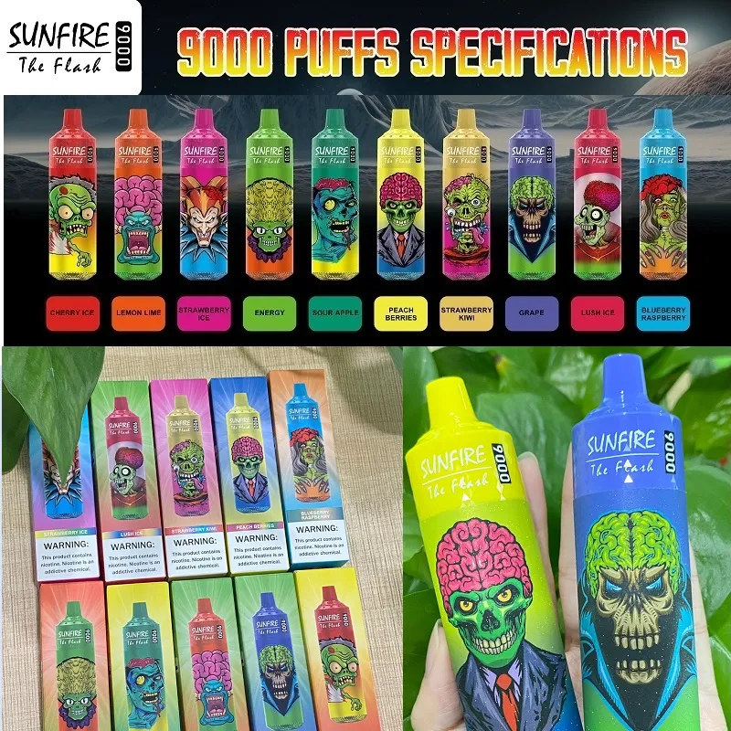 OEM/ODM Sunfire 9000Puffs 9K 10K Puff Electronic Cigarette 8000 Puffs engångsång Pen Pod Bar med 600 mAh uppladdningsbar batteriverare Big Cloud Wholesale I Vape I VAPE I VAPE