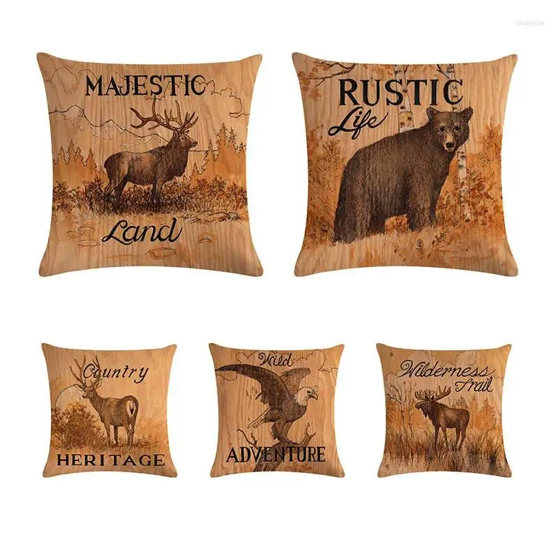 Pillow Cartoon Bear Dear Elk Moose Covers Decoration For Home Living Room Peach Skin Throw Cases ZY298