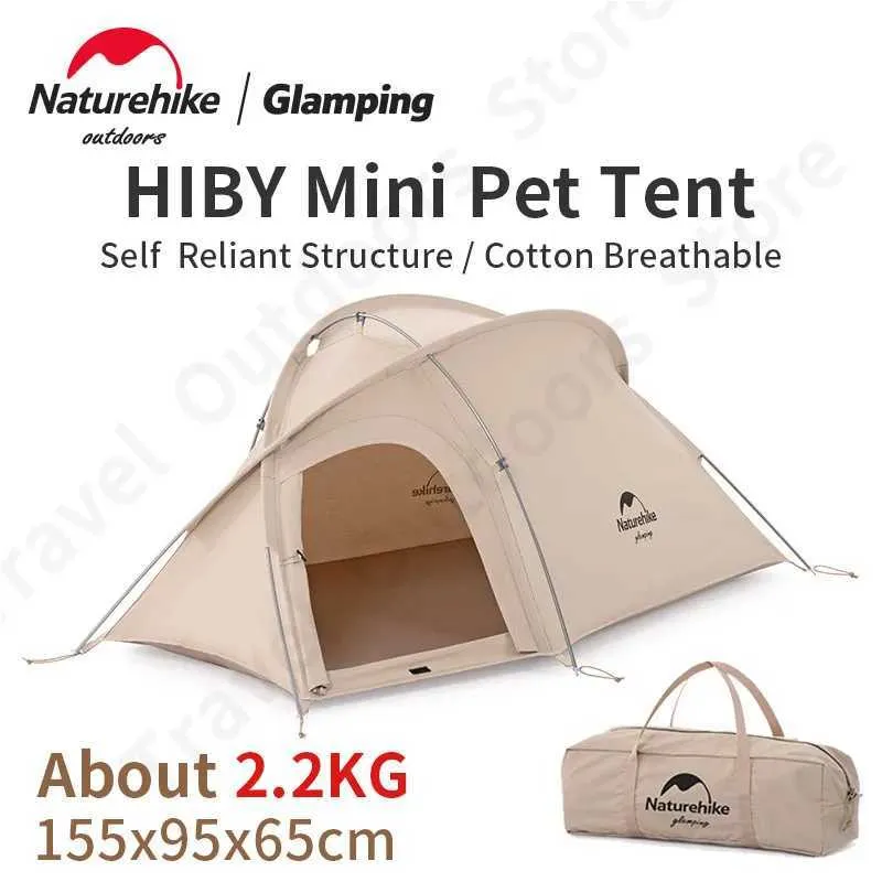 Cat Carriers Crates Houses NatureHike Mini Hiby Pet Tent Outdoor Winter Self Self Supporting Warm Dog en Cat Nest Waterd waterdichte Twee deuren Ademende draagbare 240426