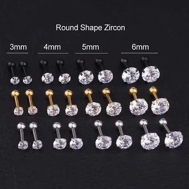 Stud 1pair 3/4/5/6mm Round Forward Helix Cartilage Piercing Tragus Stud Conch Snug Ear Lobe Earrings Surgical Steel Piercing Jewelry d240426