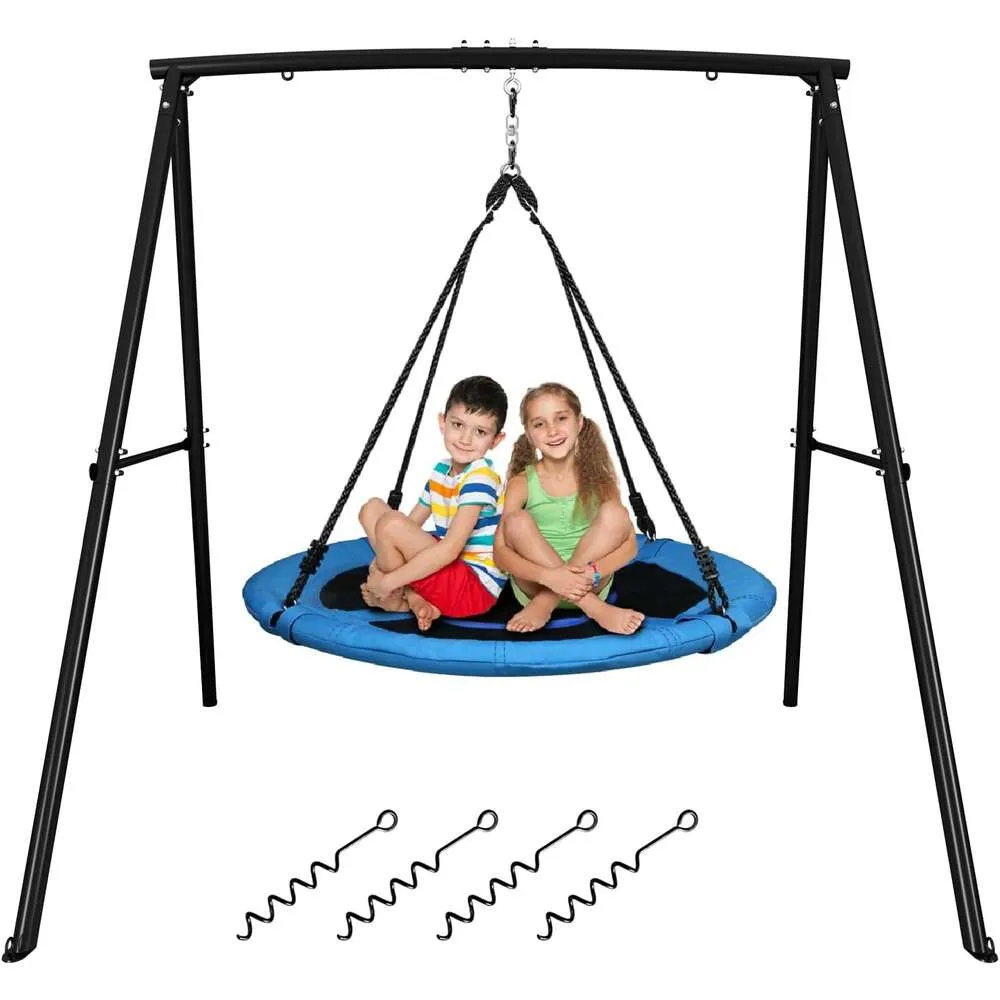 440 kg Swing set med 40 "Saucer Swing and Robust Frame for Kids Outdoor Play - Striklig utomhusspelutrustning för Backyard Fun