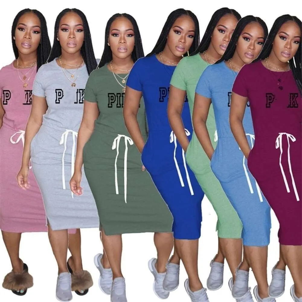 Dames vrijetijdskleding Plus maat S-2xl Basis Elastische taille Korte mouw Solid kleur Gedrukte T-shirt Rok Midlengte rok los