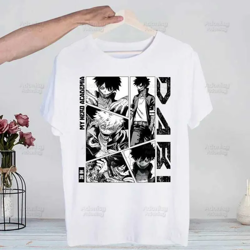 Męskie koszulki My Hero Academia Hip Hop Strtwear T Shirt Harajuku Todoroki Tshirts Krótki Slve Casual Bakugou Deku Anime T-shirt TS T240425
