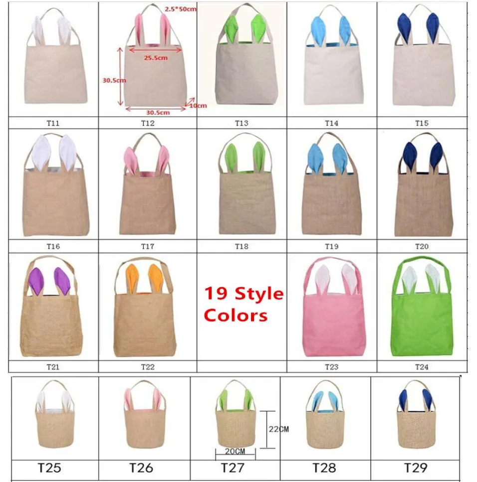 2019 Bolsas de Conejito de Pascua Bolsas Material de algodón de algodón Celebración de Pascua Regalos Bag Christmas Linen Basking Bag Packing Hand2590996