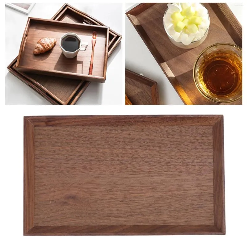 Assiettes plateaux de thé rectangulaire en bois