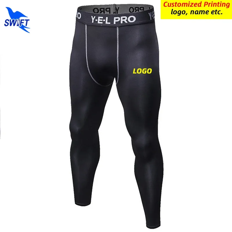 Tights Quick Dry Elastic Running Sweatpants Men Compression Sports Pants Fitness Gym Tights MMA Rushgard Sports Leggings Customized