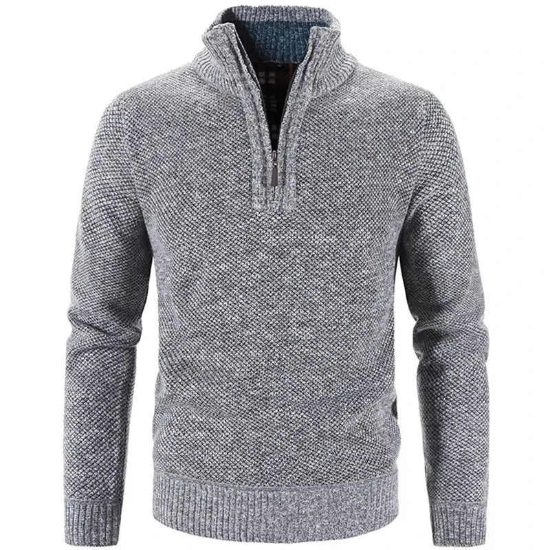 Shirts Winter Men's Fleece Thicker Sweater Half Zipper Turtleneck Warm Pullover Quality Male Slim Knitted Wool Sweaters for Spring