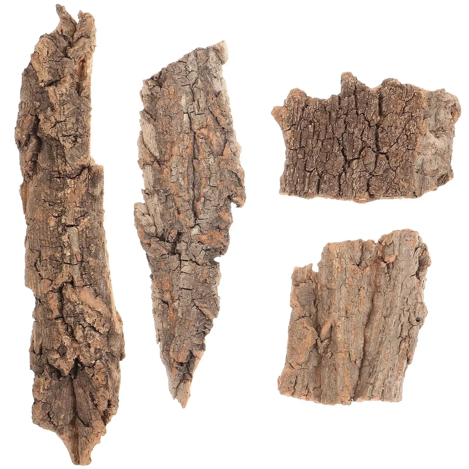 LUU-4pcs Reptile Bark Decoration Wooden Animals Cork Bark Lizard Tank Accessories Snake Spiders Bark Reptile Hideout Cork Wood Tank Snake Hide Reptil