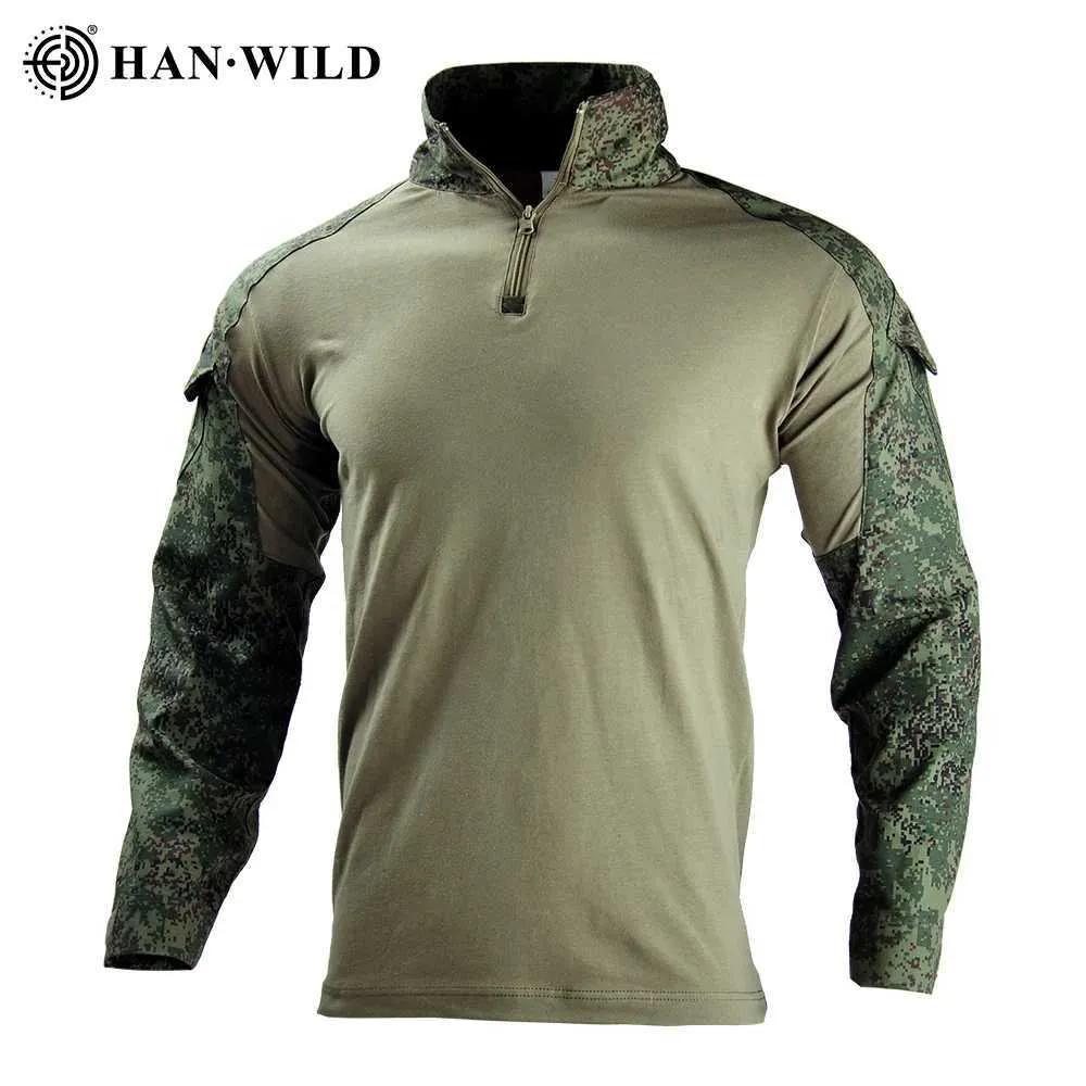 Camisetas tácticas Camisa táctica del ejército ruso Hombres militares Combate Camiseta Camiseta larga+Camisa de camuflaje de camisa Campo de caza 240426