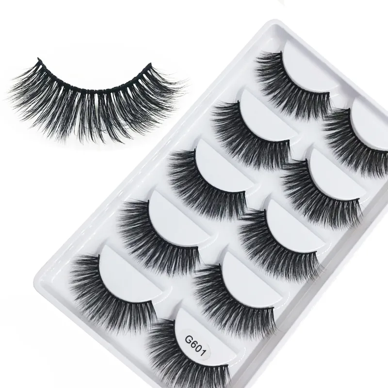 5 par Pure Handmade Cotton Black Band Eyelashes Mest populära G6 Series 8 Style Natural Long 3D Faux Silk Hair False Eyelashs Extvention