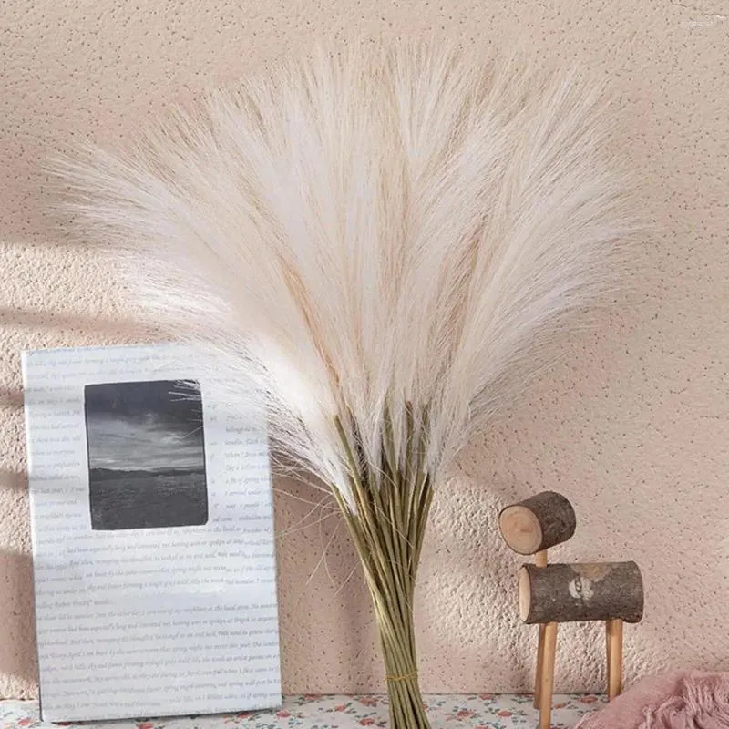 Flores decorativas 10pcs Faux Pampas Grass Decoração Decoração de Flor Art Vaso Filler Artificial Pompo Pompo Pompo Decoração Casa