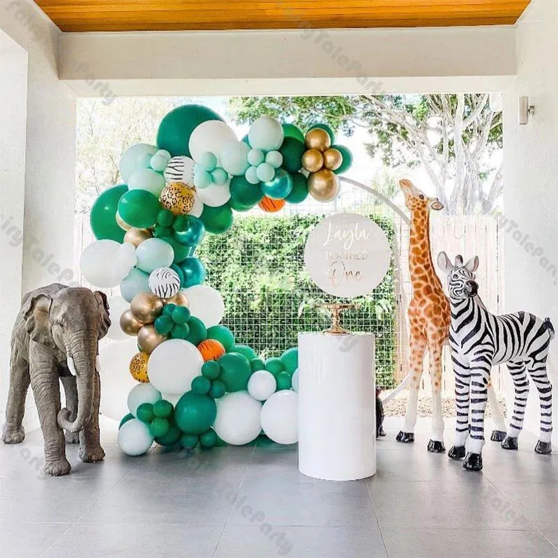 Decorazione per feste 114pcs Jungle Balloon Arch Animale Stampa Animali Safari Gener di compleanno Revelare Decor con animali da doccia per bambini