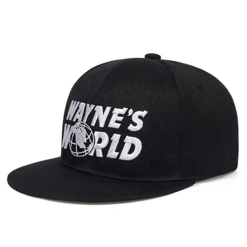 Caps de bola Waynes World World Black Baseball Cap moda Bordado Snapback Hat Men Mulheres Hip Hop Sport Hats Outdoor Sun Caps J240425