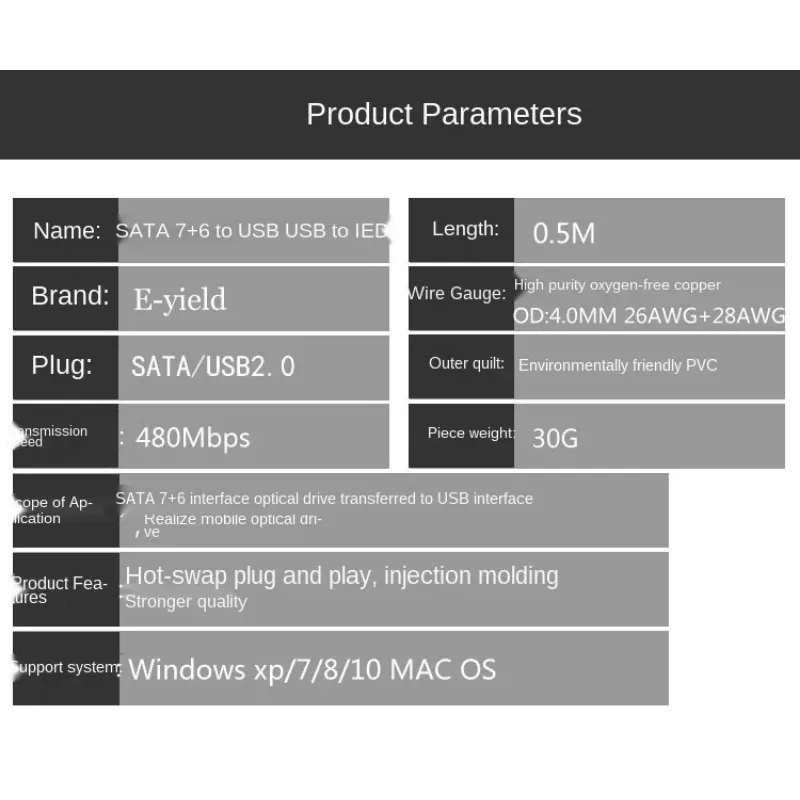 Unidade óptica SATA para o adaptador USB Notebook um com dois SATA fácil