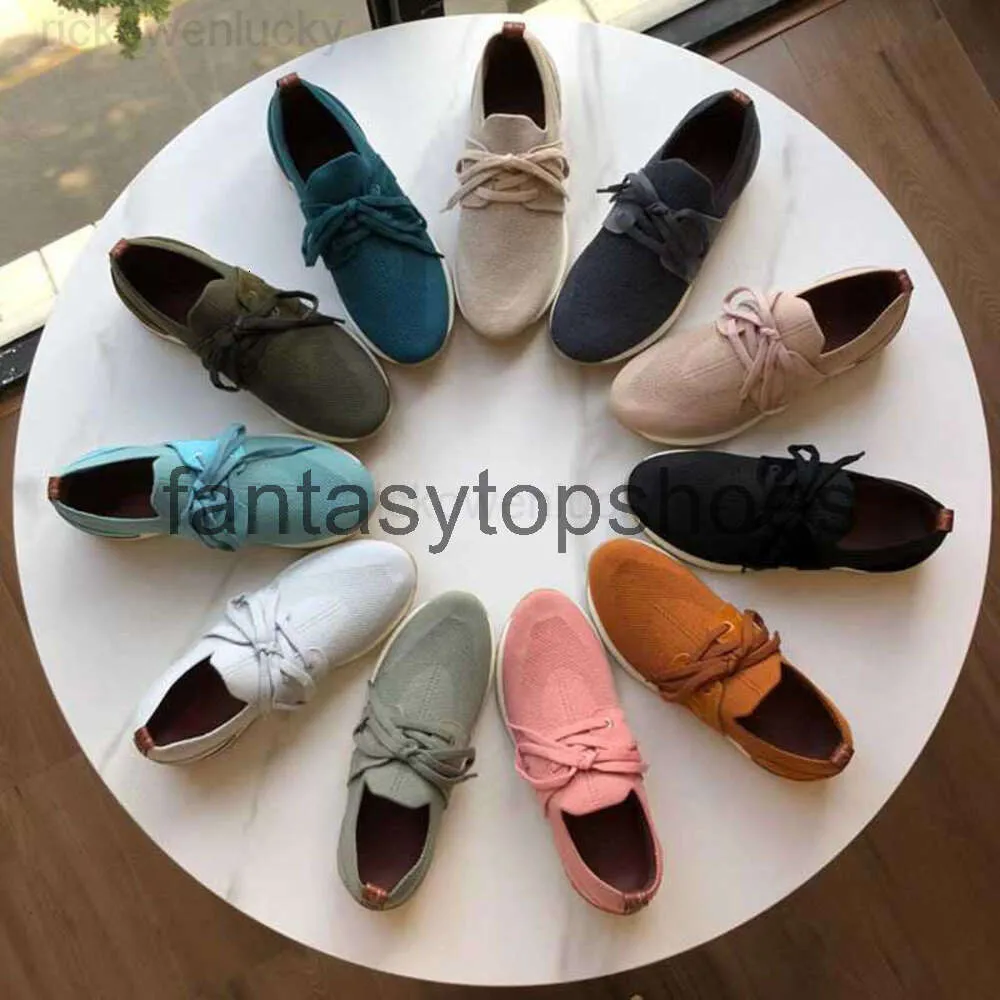 Loro Piano LP breathable woven shoes shoes sock elastic fly for women 2023 new lace up flat shoes casual single shoes Shoes