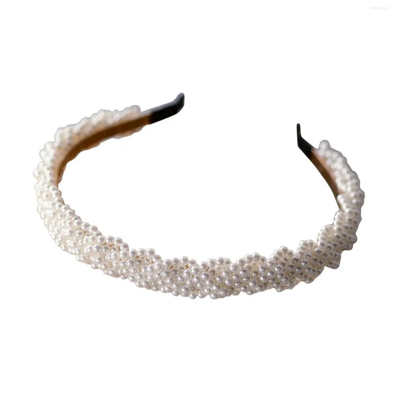 Copricapi pieni perla che cornano per capelli da donna di ornamenti di cerchi di perle lucenti per abito da sposa da damigella