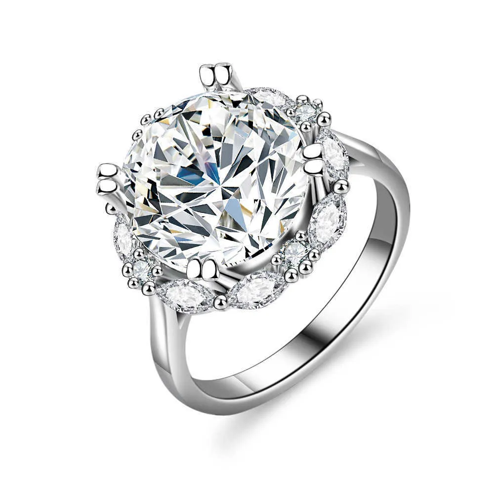 Четыре Claw Classic S925 Sier Ring 5 Моссанское бриллиантовое кольцо женское двойное бриллиантовое голубь с яйцом