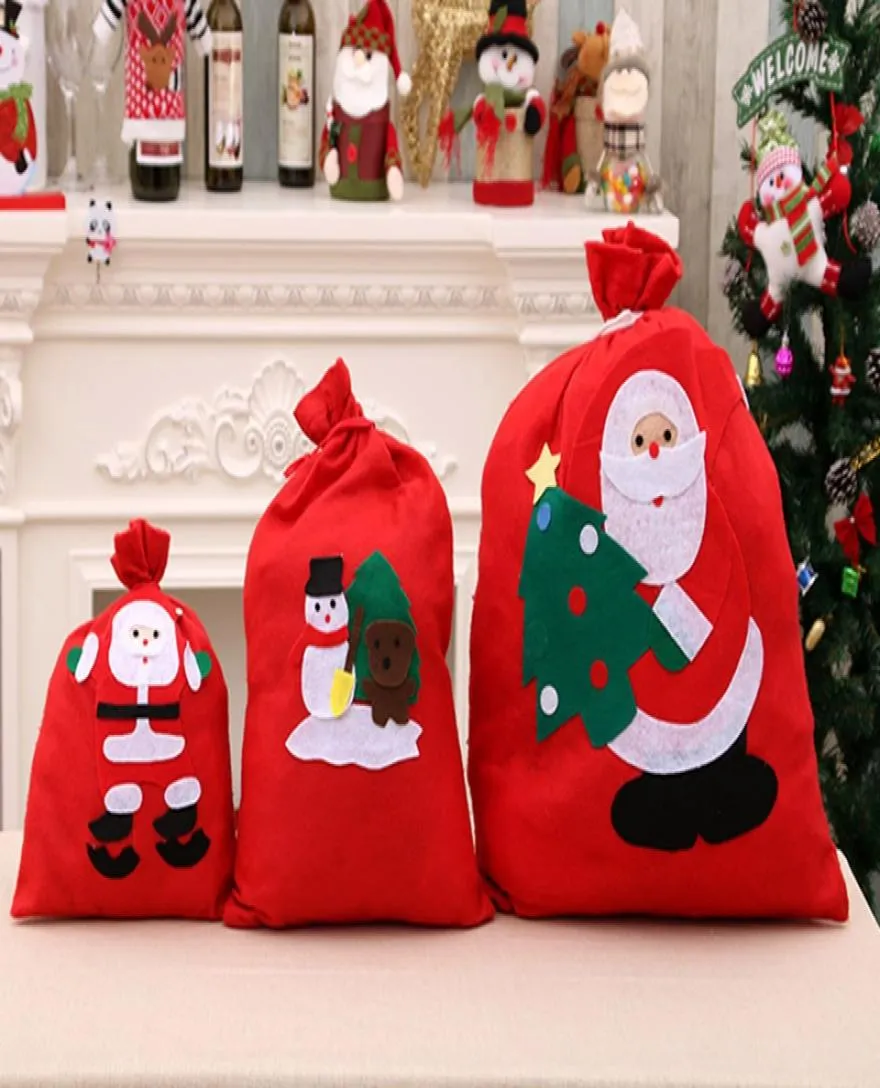 3 tailles Sacs-cadeaux de Noël grands midum petit sac de santa Sac-cadeau non tissé Sac avec arbre de Noël du Père Noël du Père Noël pour les enfants2225428