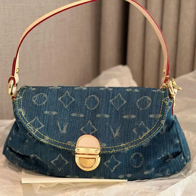 10a mode bedrukte denim vrouwen onderarm luxe goud tas capaciteit trend trend hardware metaalontwerper verstelbaar lederen draagbare riem gamj