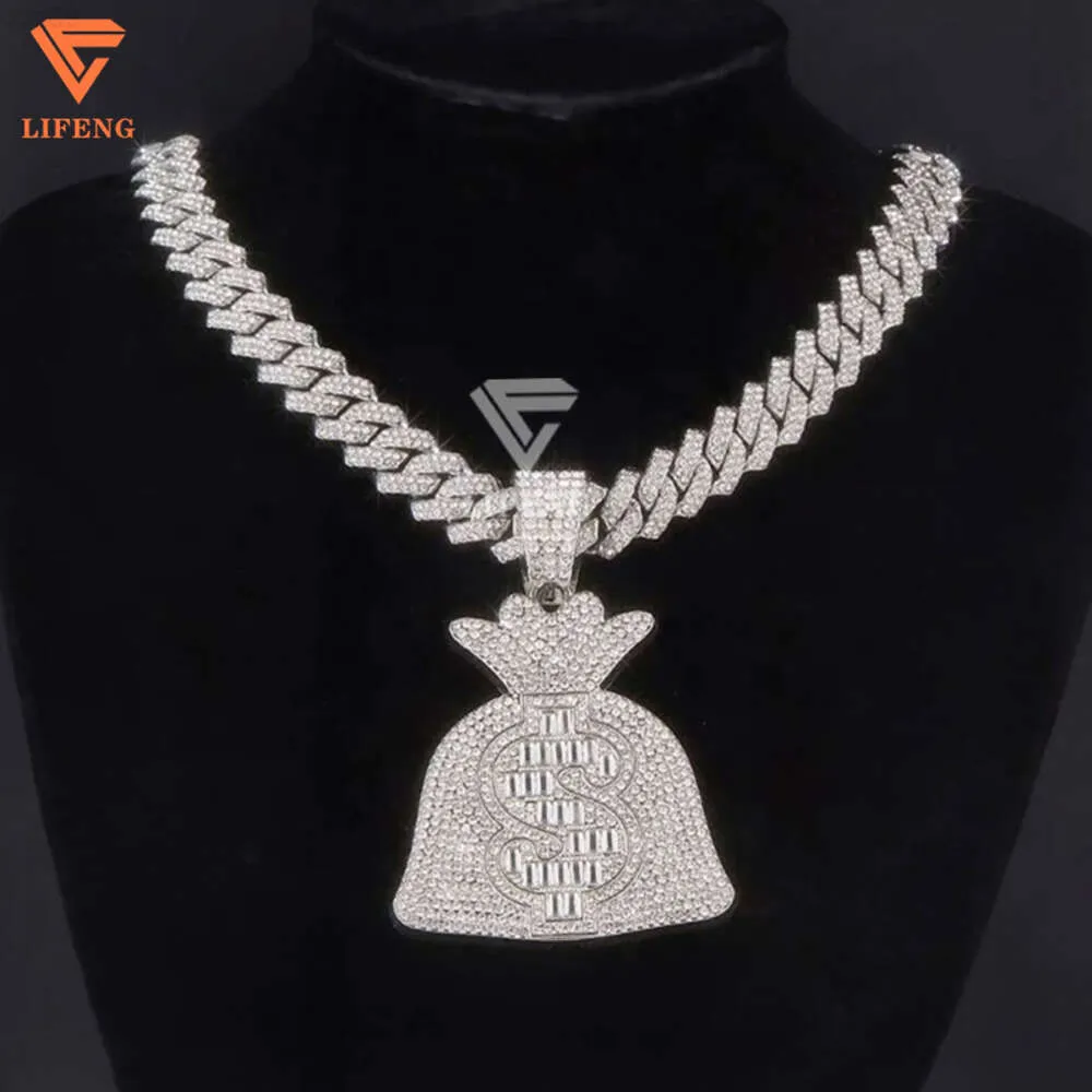 Lifeng Jewelry Fashion Diamond Wiselant Down Vvs Moissanite Dollar Money Bag Men Hiphop wisiorek