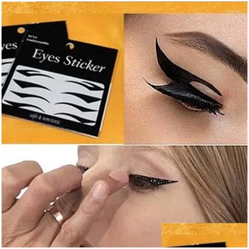 Ögonlockverktyg Partihandel-4 Par Eyes Sticker Cat Style Eyeliner Y Tillfällig dubbel Eyeshadow Tejp Smoky Tattoo Eye Makeup Drop Delivery OT6HD