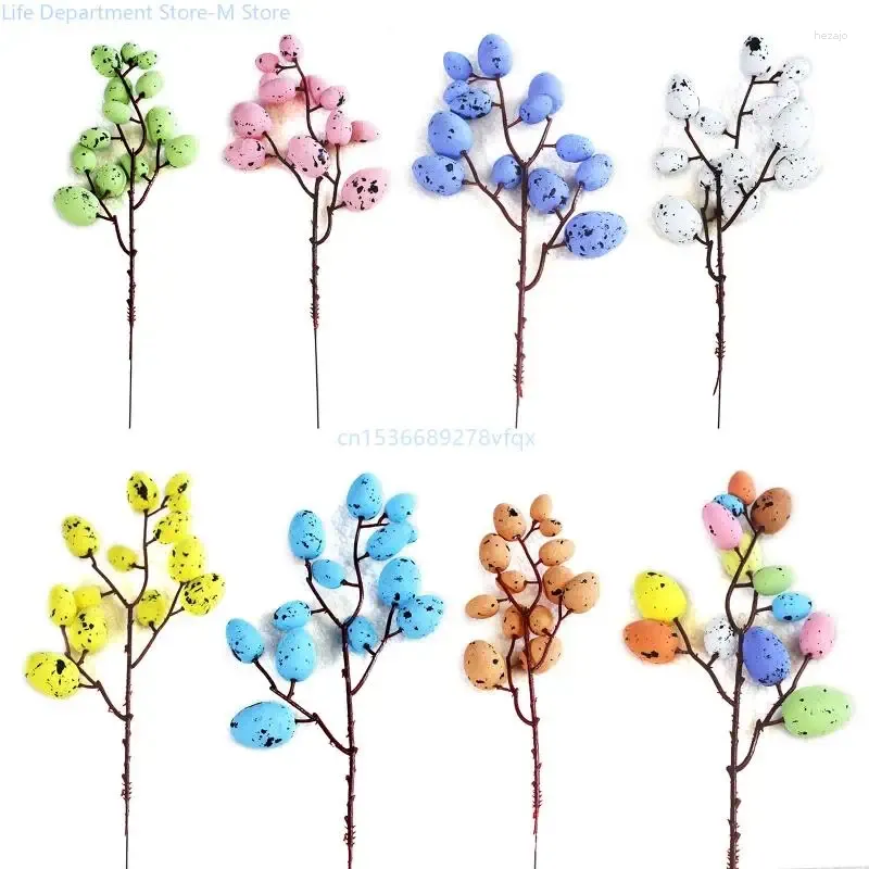 Fiori decorativi Easter Egg Branch artificiale ramo colorato in schiuma di uccelli uova decorazione fai da te artigianato