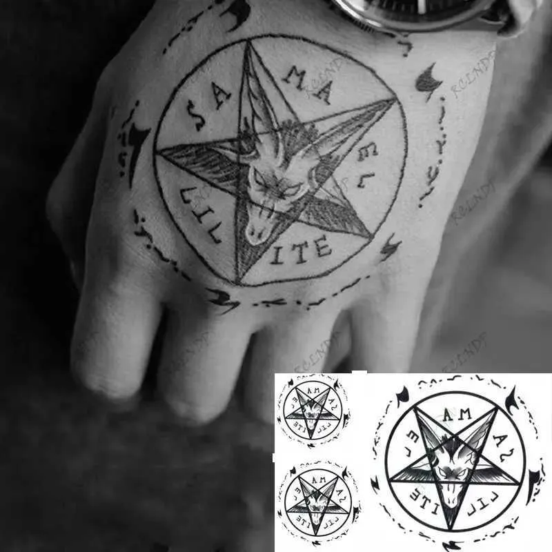 Transfert de tatouage Autocollant de tatouage temporaire imperméable Satan Lucifer Cercle Direction FaTTO Tatto Flash Tatoo Gothic Hand Back For Boy Women Men 240427